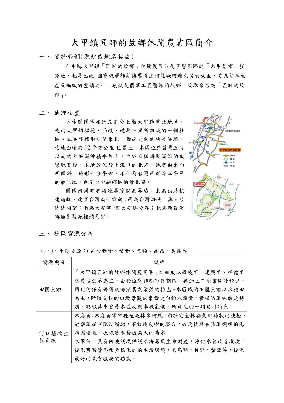 大甲镇匠师的故乡休闲农业区简介.docx_第1页