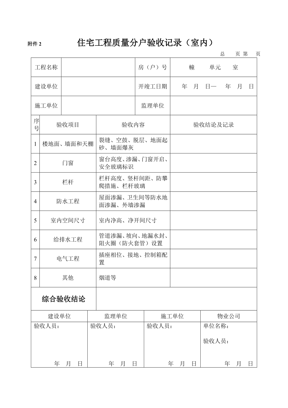 住宅工程质量分户验收记录(doc 91页).docx_第1页