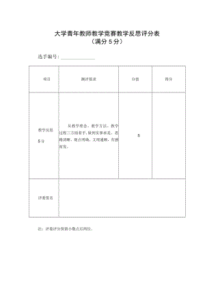 大学青年教师教学竞赛教学反思评分表.docx