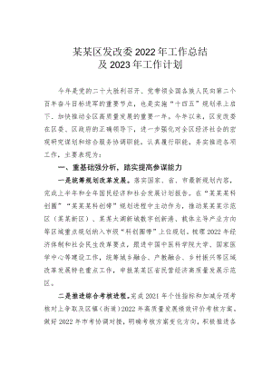 某某区发改委2022年工作总结及2023年工作计划.docx