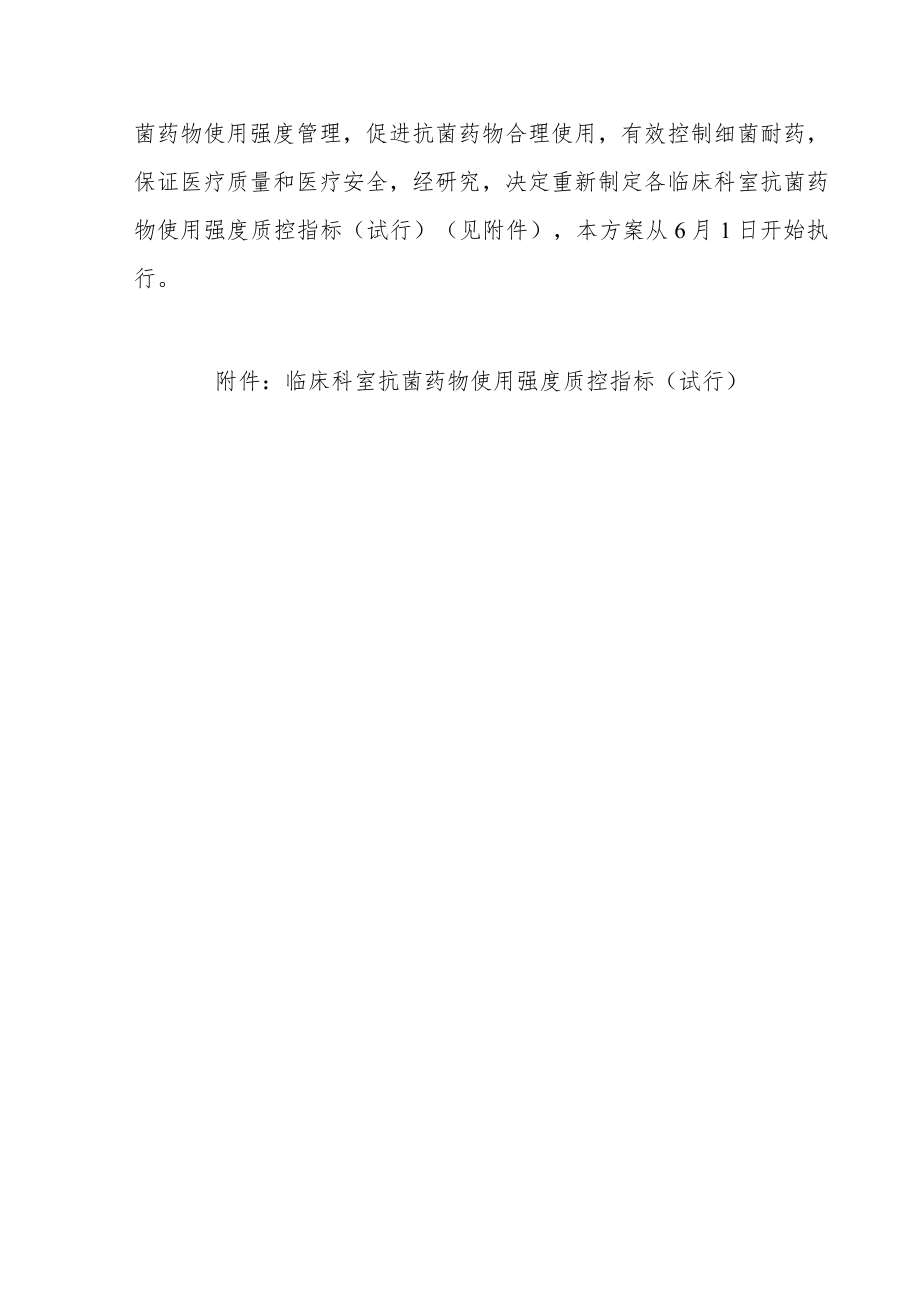 关于印发《医院关于实施2022年临床科室抗菌药物使用强度质控指标（试行）方案通知》的通知.docx_第2页