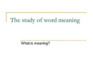 英语词汇学charpter6-2 The study of word meaning ppt.ppt