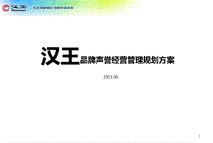 汉王品牌声誉经营管理规划方案.ppt