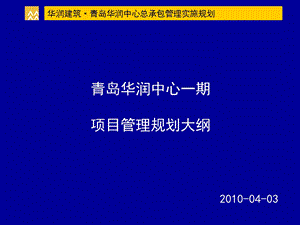 项目管理规划大纲20110403.ppt