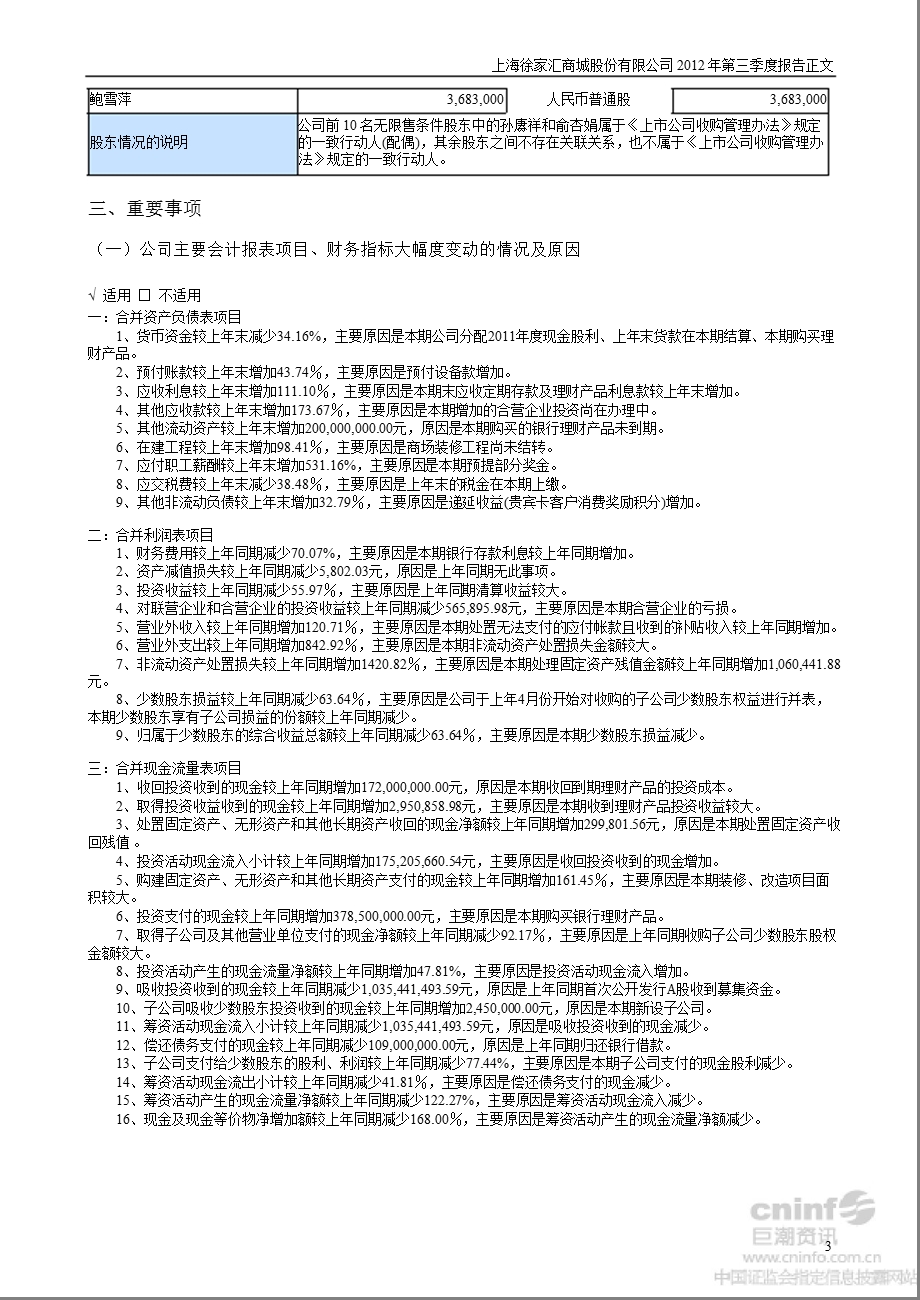 徐家汇：第三季度报告正文.ppt_第3页