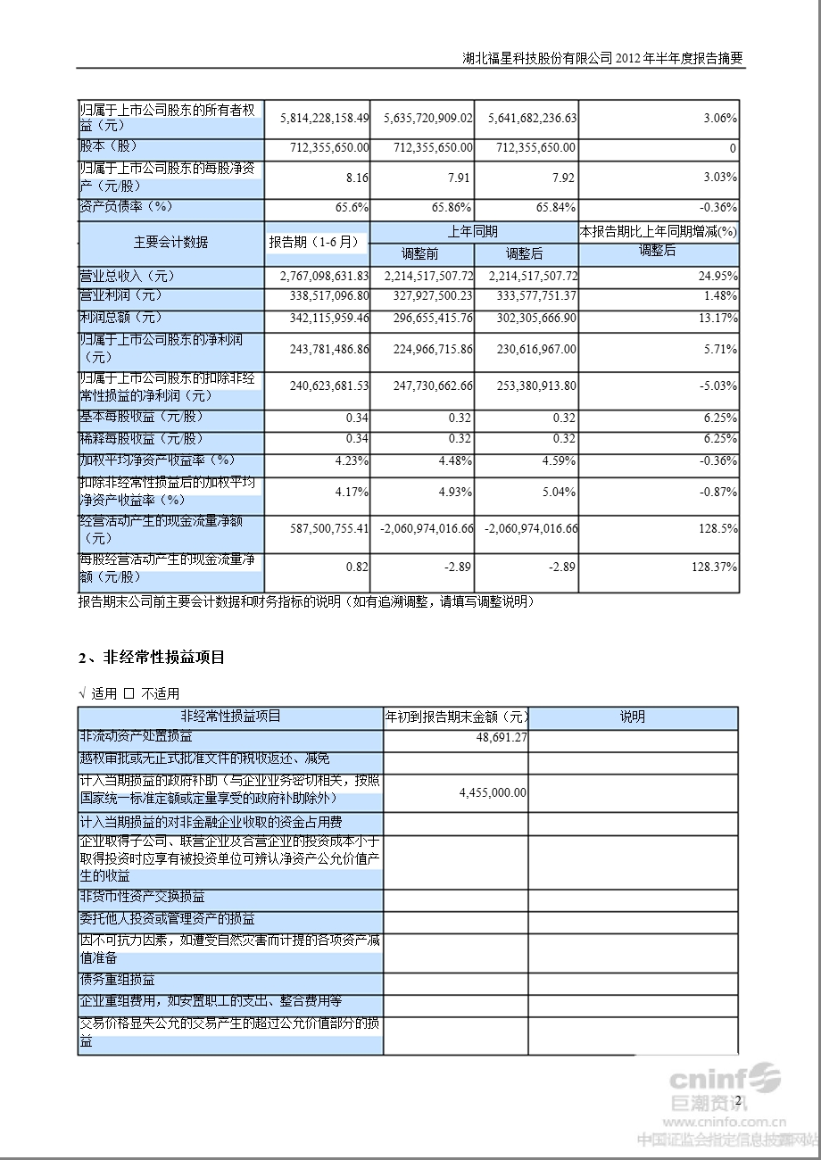 福星股份：半报告摘要.ppt_第2页