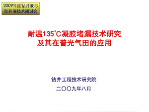 耐温135℃凝胶堵漏技术研究及其在普光气田的应用.ppt