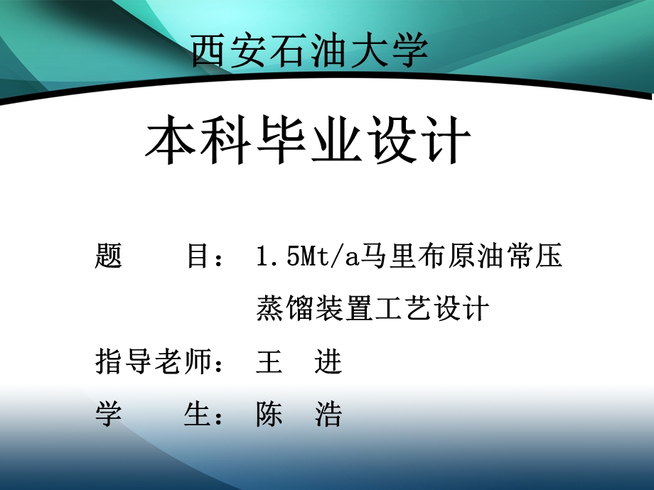 1.5Mt a马里布原油 马里布原油常压 蒸馏装置工艺设计毕业设计PPt.ppt_第1页