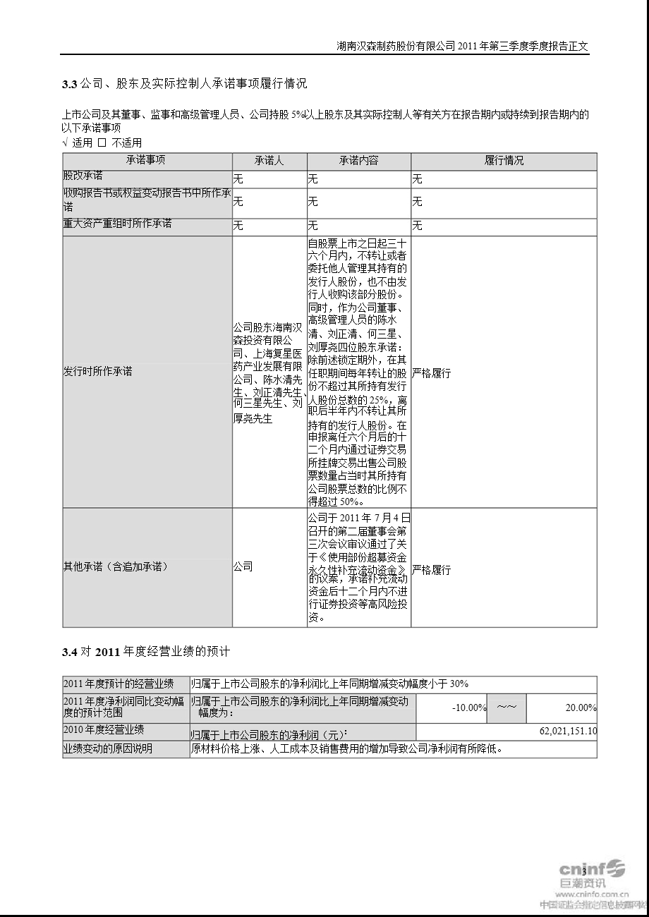 汉森制药：2011年第三季度报告正文.ppt_第3页