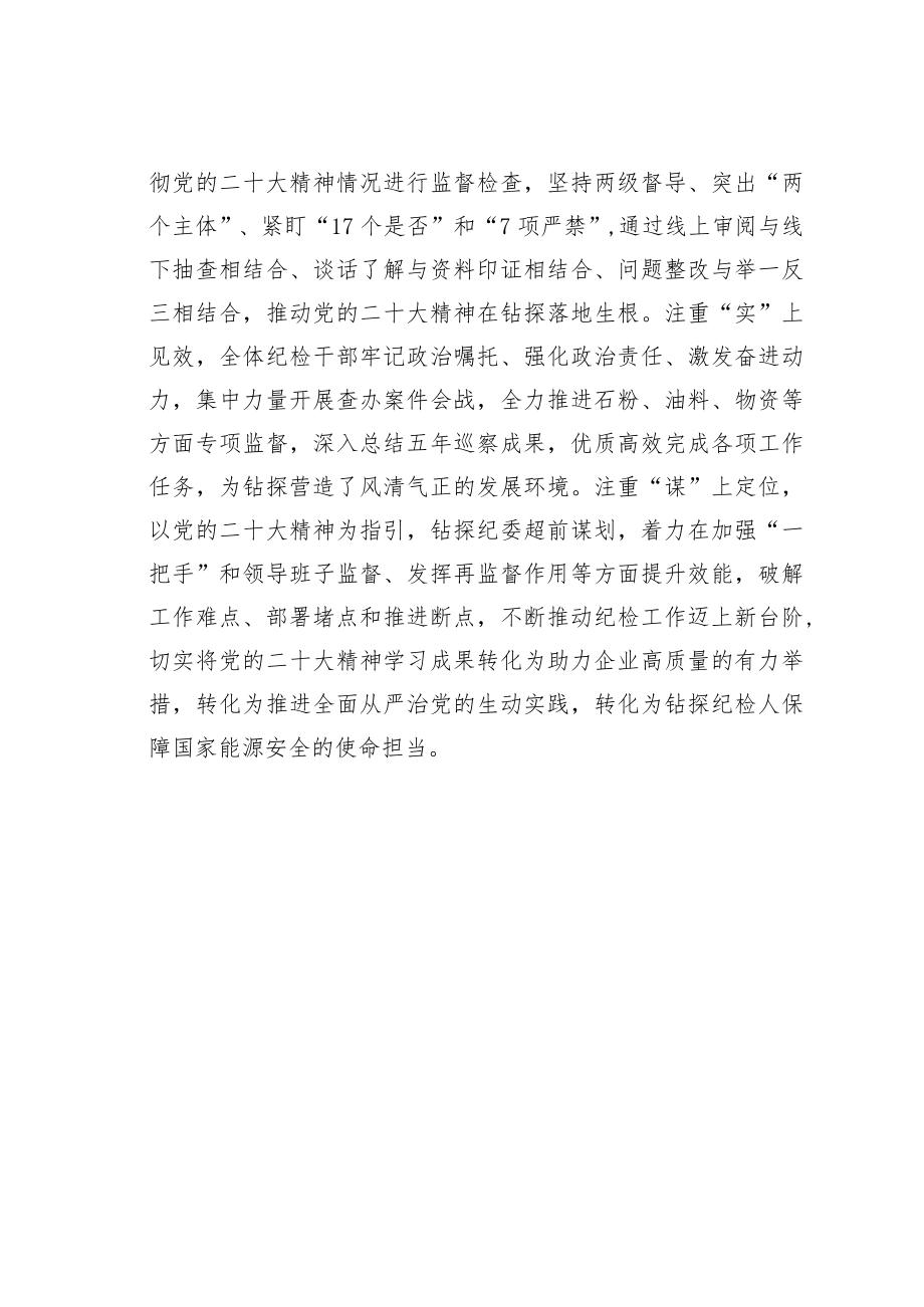 某某公司纪委着力做好“三篇文章”确保党的二十大精神走深做实经验交流材料.docx_第3页