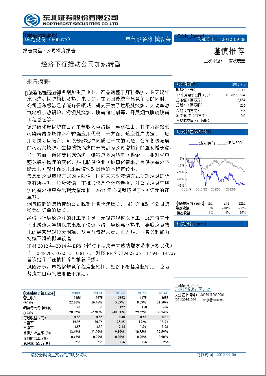 华光股份(600475)深度报告：经济下行推动公司加速转型-2012-09-06.ppt_第1页