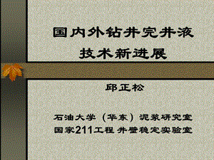 【精品】国内外钻井完井液技术新进展 邱正松石油大学（华东）泥浆研...69.ppt