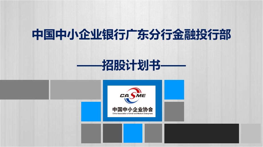 中国中小企业银行广东分行金融投资部招股计划书131207.ppt_第1页