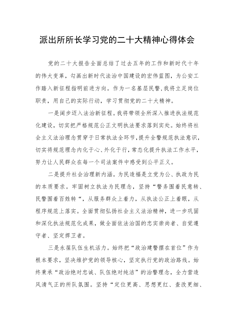 派出所所长学习党的二十大精神心得体会.docx_第1页