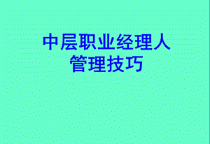 中层职业经理人管理技巧.ppt