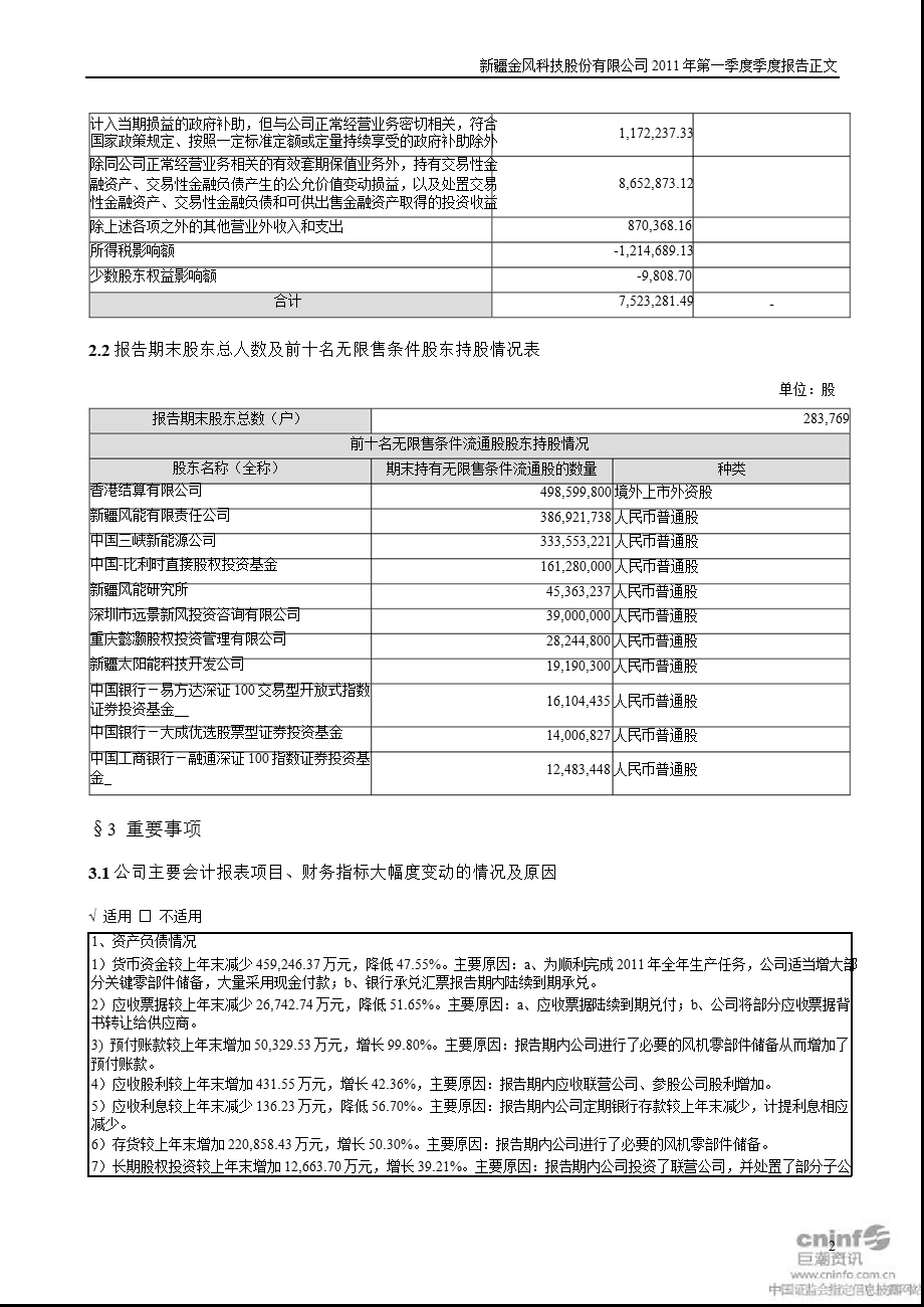 金风科技：第一季度报告正文.ppt_第2页