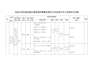 马鞍山市住房和城乡建设局所属事业单位公开选调工作人员岗位计划表.docx