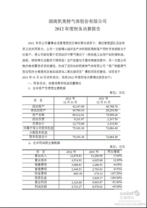 凯美特气：财务决算报告.ppt