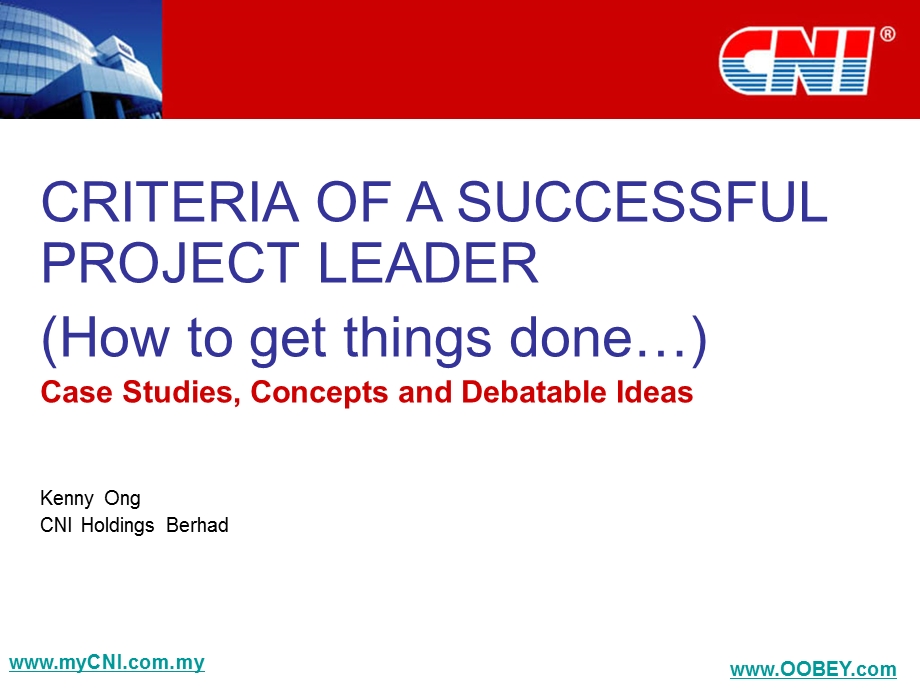 CRITERIA OF A SUCCESSFUL PROJECT LEADER.ppt_第1页