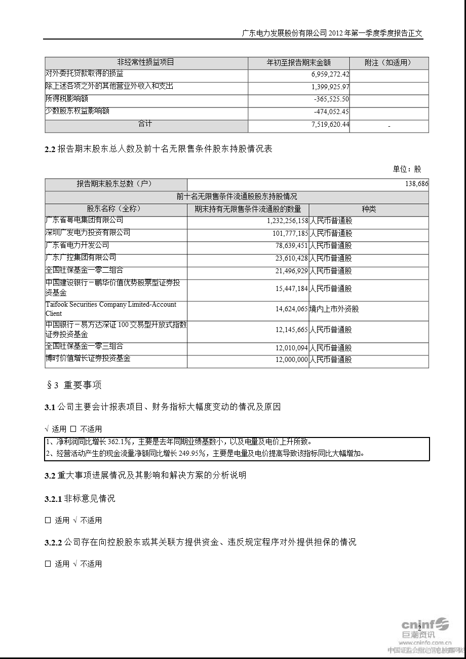 粤电力Ａ：第一季度报告正文.ppt_第2页