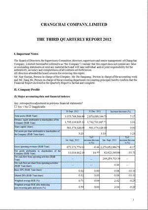 苏常柴Ｂ：第三季度报告全文（英文版） .ppt