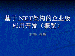 基於.NET架構的企業級應用開發（概覽） .ppt