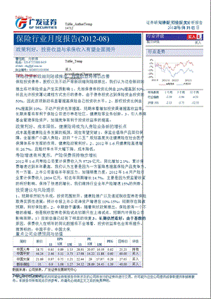 保险行业月度报告(08)：政策利好投资收益与承保收入有望全面提升0806.ppt