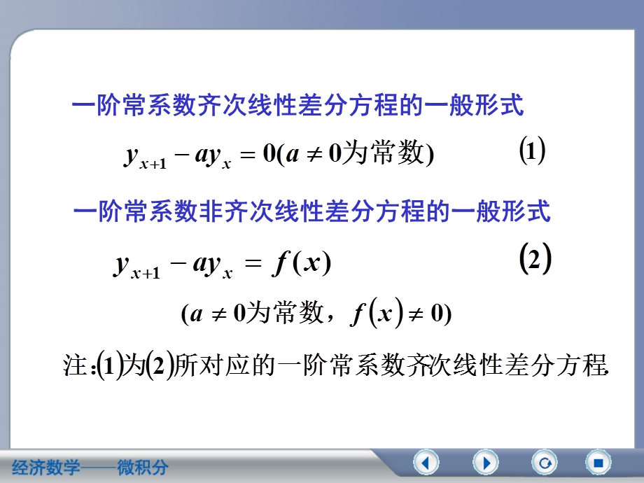 经济数学微积分一阶常系数线性差分方程.ppt_第2页