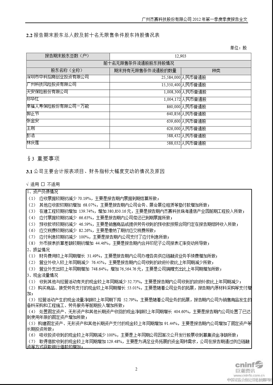 杰赛科技：第一季度报告全文.ppt_第2页