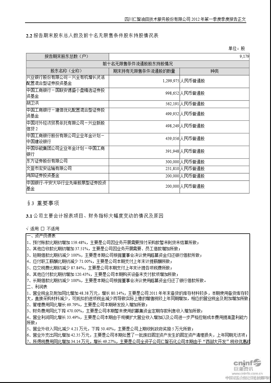 仁智油服：第一季度报告正文.ppt_第2页