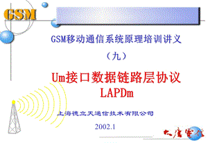 GSM移动通信系统原理培训讲义（九）-Um接口数据链路层协议LAPDm.ppt