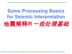 Some Processing Basics for Seismic Interpretation地震解释的一些处理基础.ppt