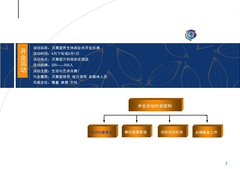 天尊堂养生会所开业庆典活动策划方案(1).ppt_第2页