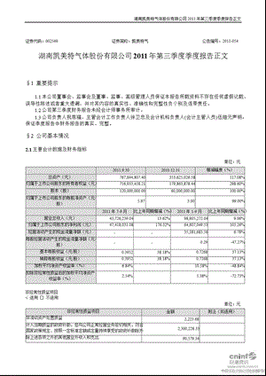 凯美特气：第三季度报告正文.ppt