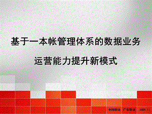 基于一本账管理体系的数据业务运营能力提升新模式.ppt