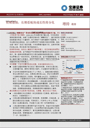 食品饮料行业深度报告：短期谨慎长期看板块成长性将分化0822.ppt