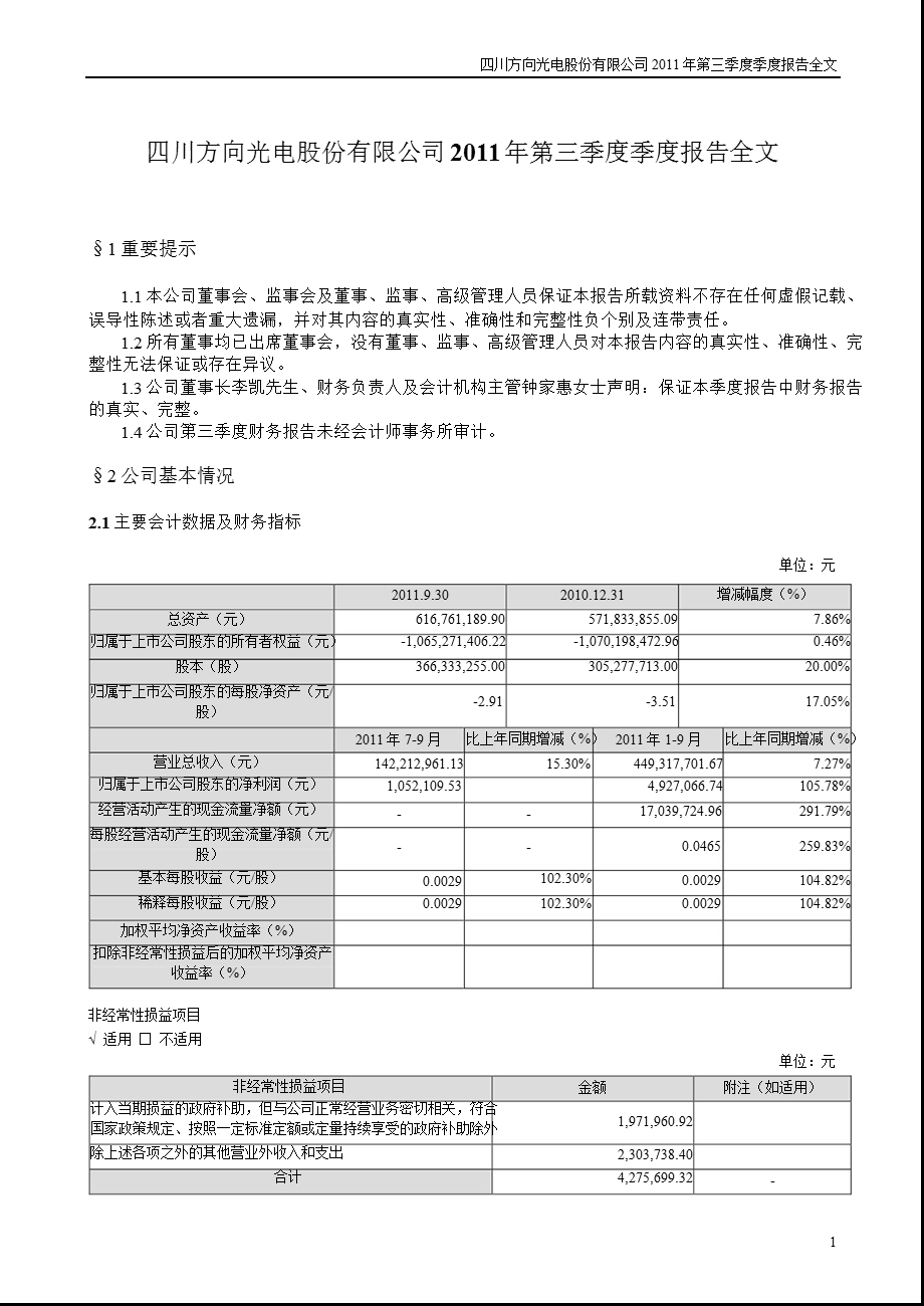 ST 方向：第三季度报告全文.ppt_第1页