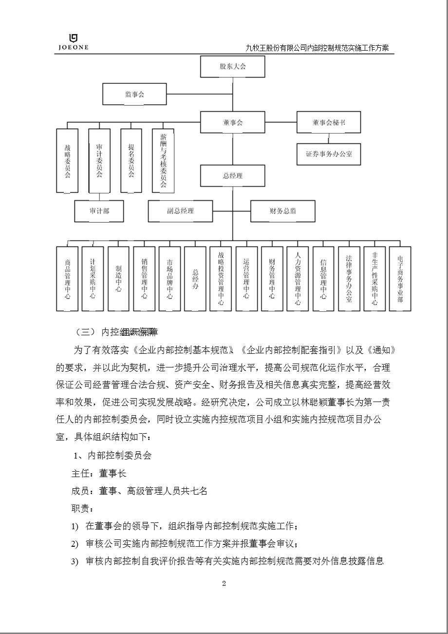 601566 九牧王内部控制规范实施工作方案.ppt_第2页