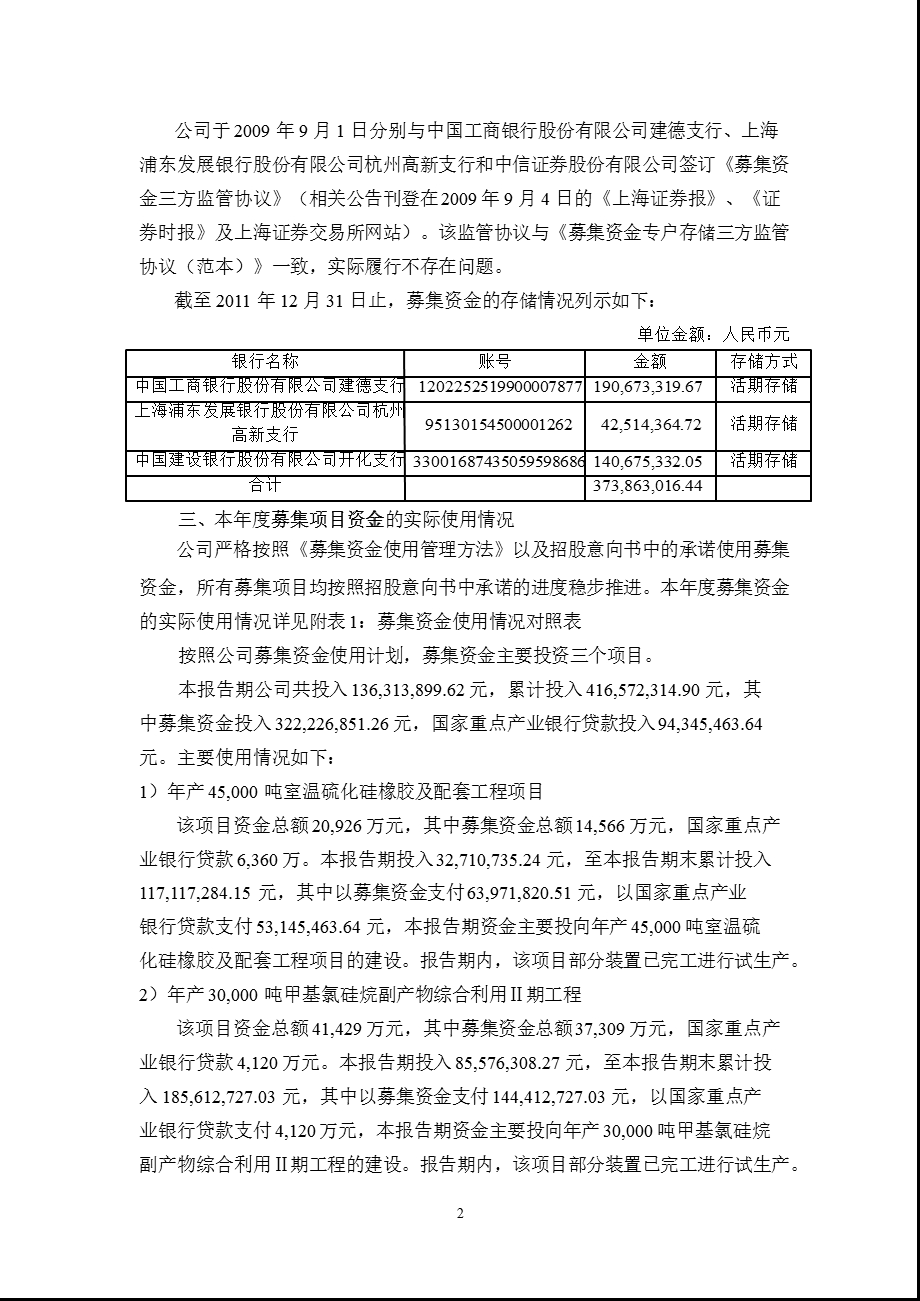 600596 新安股份关于募集资金存放与实际使用情况专项报告.ppt_第2页