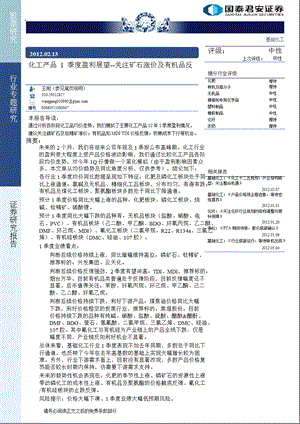 化工产品1季度盈利展望：关注矿石涨价及有机品反0214.ppt