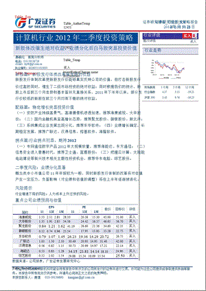 计算机行业二季度投资策略：新股体改催生绝对收益业绩分化后白马股突显投资价值0329.ppt