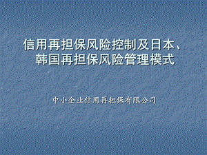 信用再担保风险控制及日本、韩国再担保风险管理模式.ppt