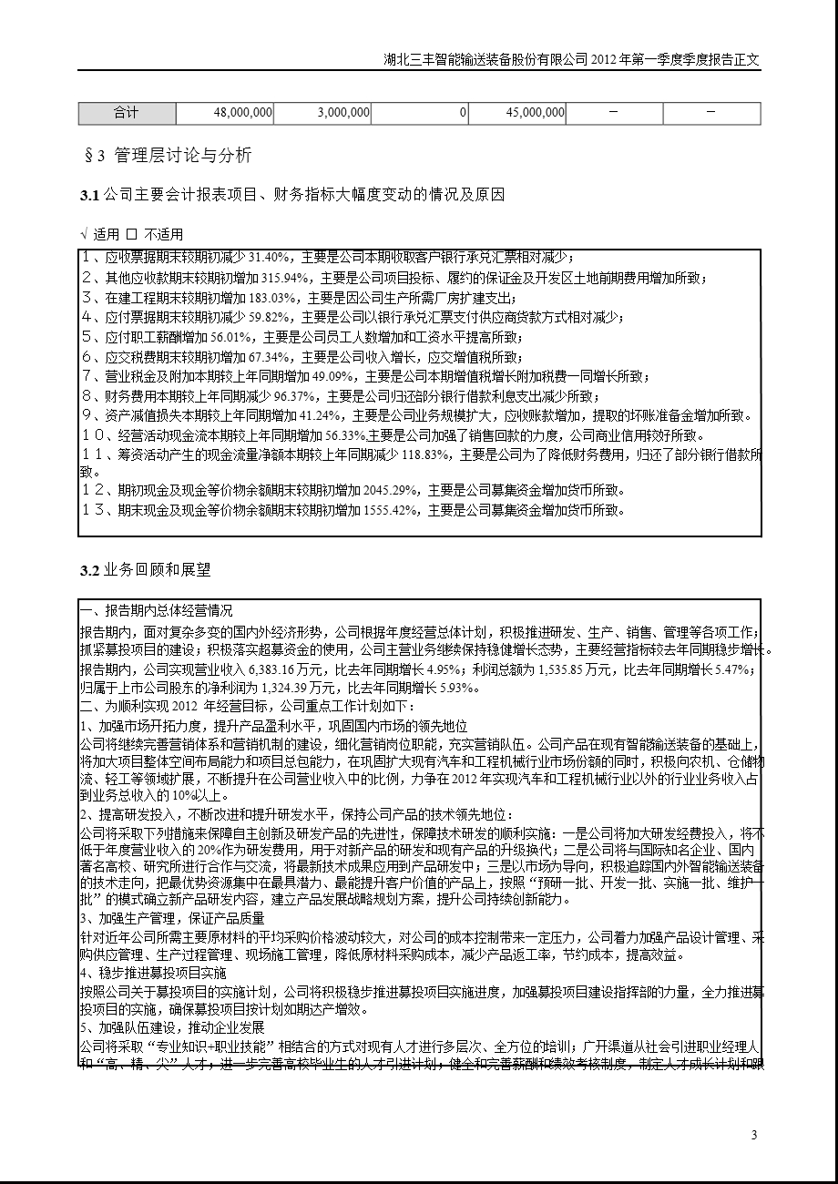 三丰智能：2012年第一季度报告正文.ppt_第3页