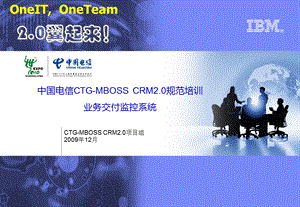 中国电信CTGMBOSS CRM2‘0规范培训业务交付监控系统.ppt