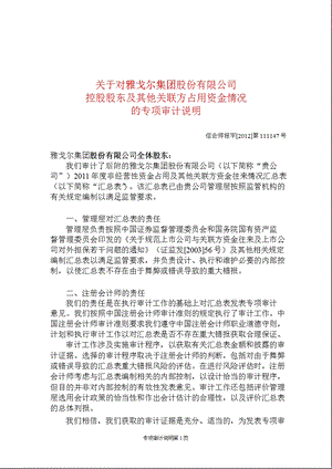 600177 雅戈尔控股股东及其他关联方占用资金情况的专项审计说明.ppt