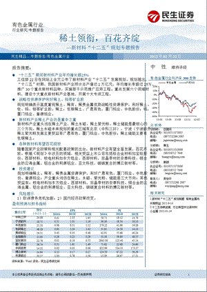 新材料“十二五”规划专题报告：稀土领衔百花齐绽绽0223.ppt