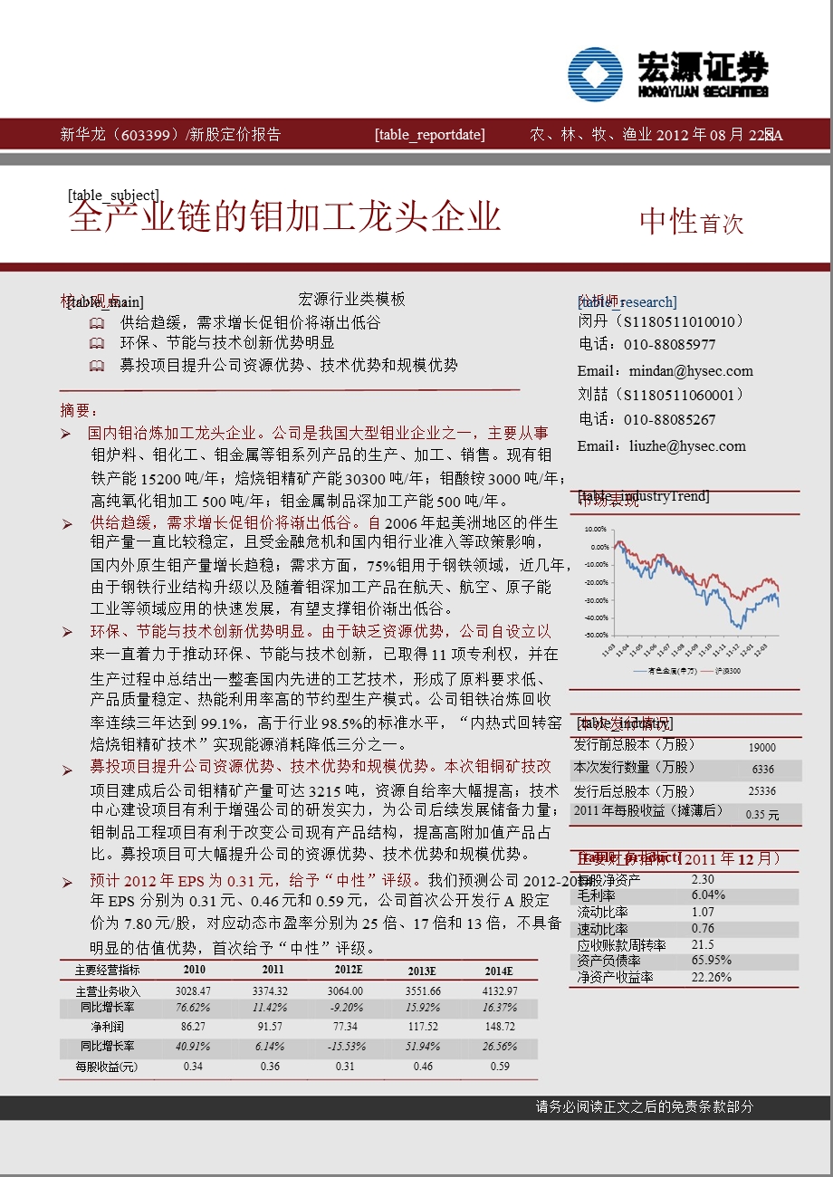 新华龙(603399)新股定价报告：全产业链的钼加工龙头企业0823.ppt_第1页