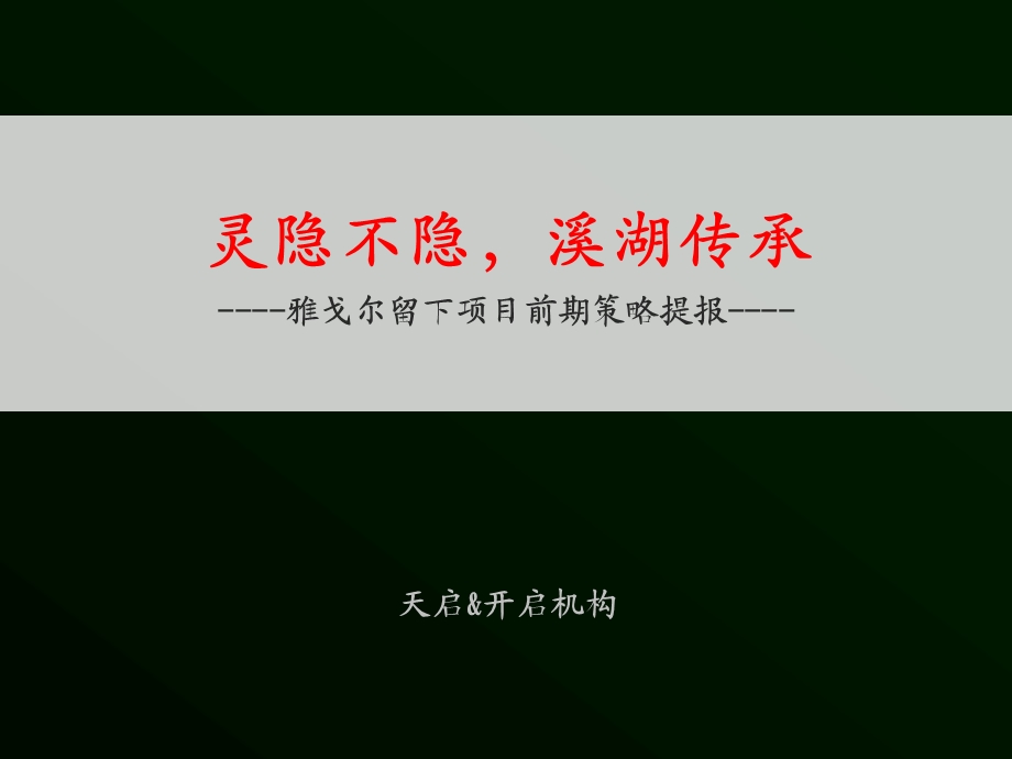 天启开启 雅戈尔杭州留下项目前期策略提报.ppt_第1页