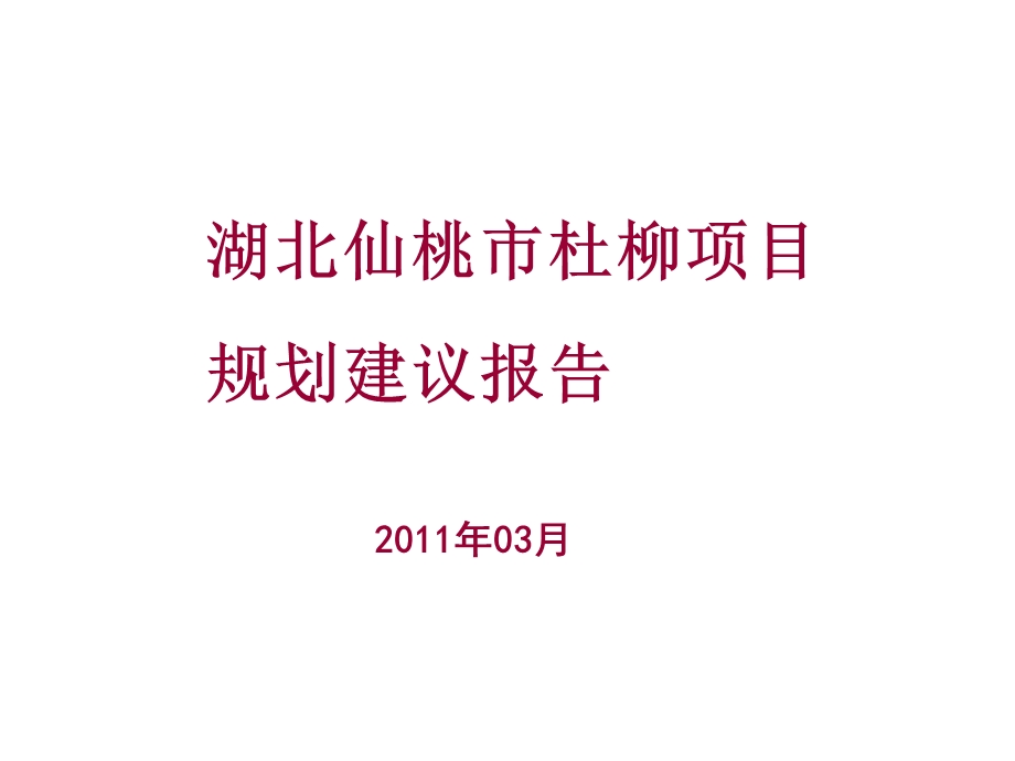 湖北仙桃市杜柳项目规划建议报告.ppt_第1页