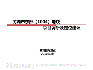 2010年3月芜湖市东部1004地块项目调研及定位建议108p.ppt